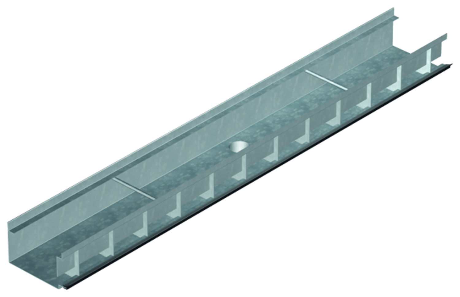 ACO Profiline Free Fassadenrinne mit Stutzen Stahl verzinkt für Fassadenentwässerung