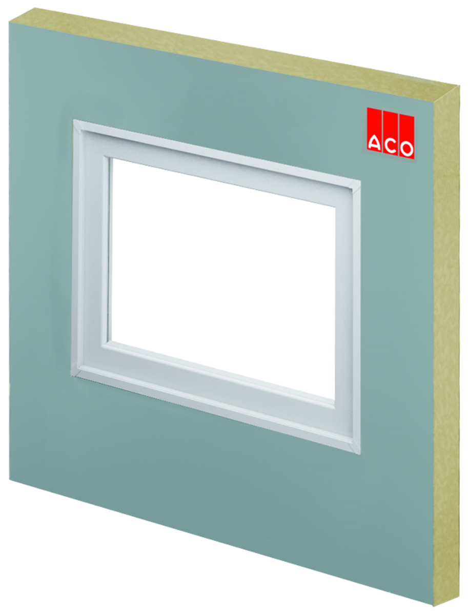 ACO Therm® Block Montageplatte Standardmontage 180 mm Dämmstärke mit Fensterzarge für Kunststofflichtschächte