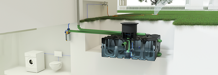 Unterirdischer Regenwassertank im Garten Unterirdischer Regenwassertank im Garten